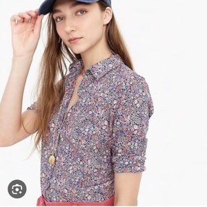 J.Crew Liberty London Printed Kayoko Indigo Sunset Floral Perfect Shirt (Size 6)